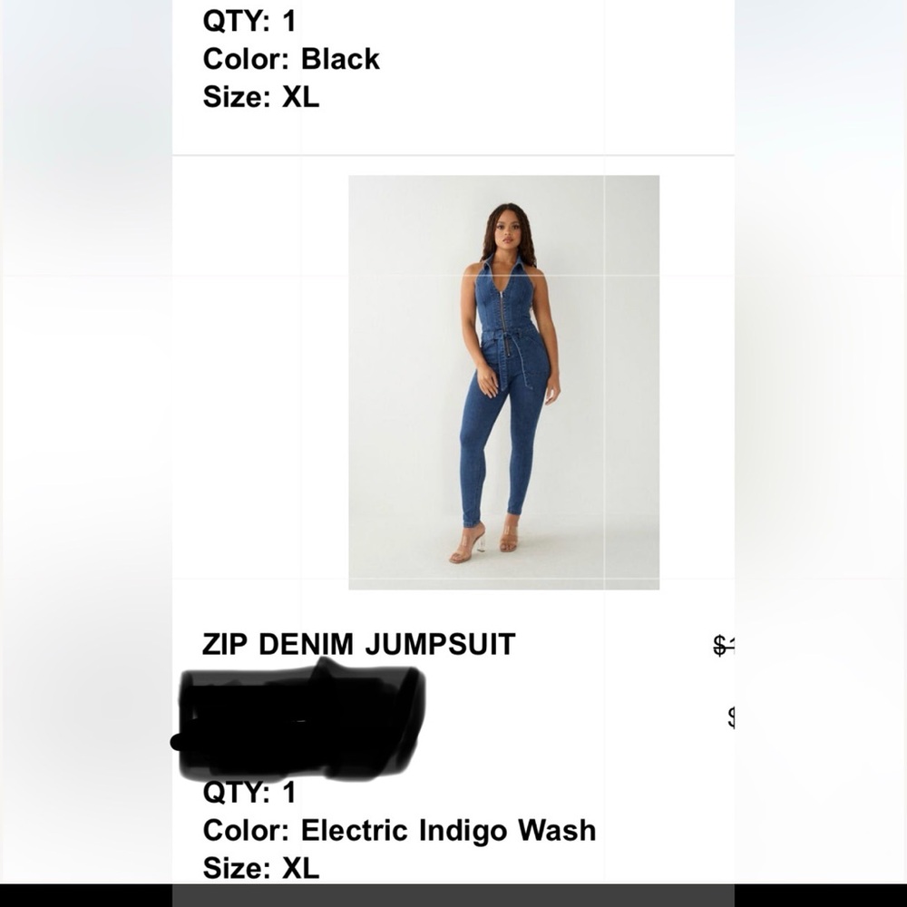 True Religion Denim Halter Jumpsuit XL BRAND NEW Zip Up Sexy Stretch NWT - Picture 8 of 8